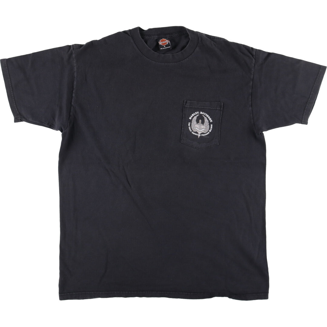 00'S Harley-Davidson Motorcycle Bike T-shirt Made in USA Men's XL cotton black type Vintage Second Hand