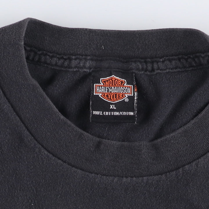 00'S Harley-Davidson Motorcycle Bike T-shirt Made in USA Men's XL cotton black type Vintage Second Hand