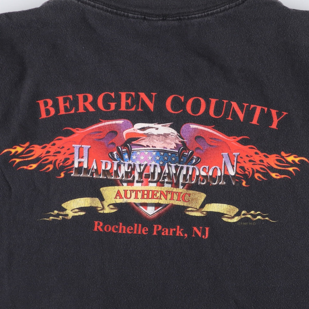 00'S Harley-Davidson Motorcycle Bike T-shirt Made in USA Men's XL cotton black type Vintage Second Hand