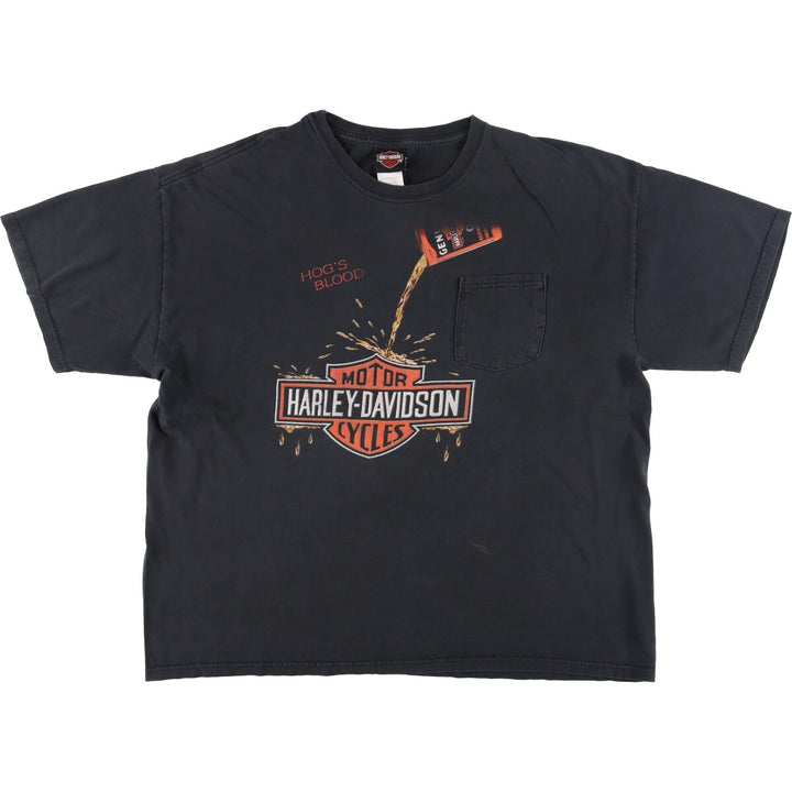 00'S Harley-Davidson Motorcycle Bike T-shirt Made in USA Men's XXL cotton black type Vintage Second Hand