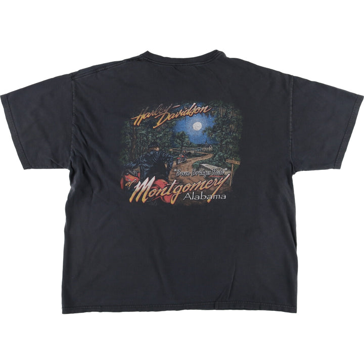 00'S Harley-Davidson Motorcycle Bike T-shirt Made in USA Men's XXL cotton black type Vintage Second Hand
