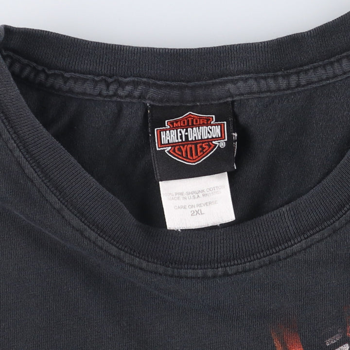 00'S Harley-Davidson Motorcycle Bike T-shirt Made in USA Men's XXL cotton black type Vintage Second Hand