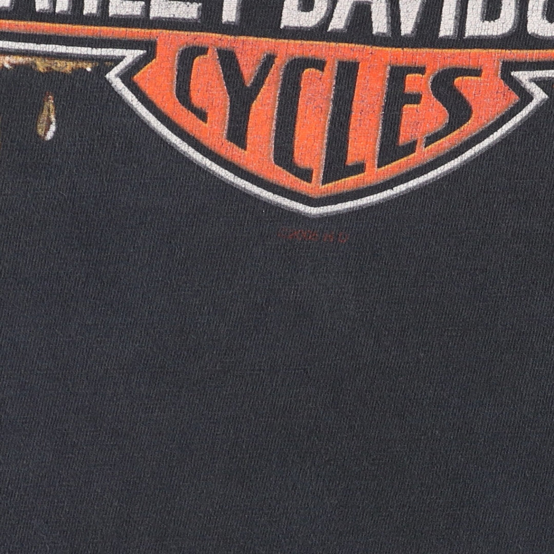 00'S Harley-Davidson Motorcycle Bike T-shirt Made in USA Men's XXL cotton black type Vintage Second Hand