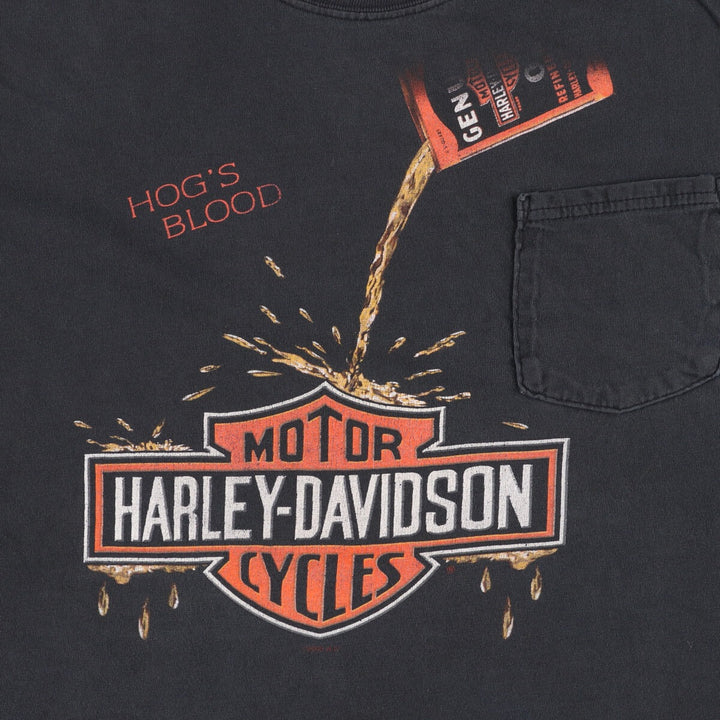 00'S Harley-Davidson Motorcycle Bike T-shirt Made in USA Men's XXL cotton black type Vintage Second Hand