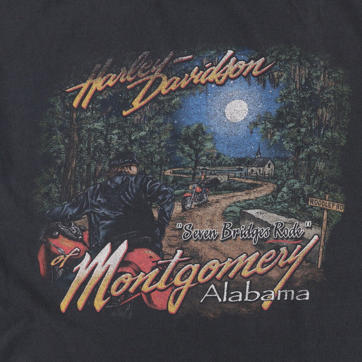 00'S Harley-Davidson Motorcycle Bike T-shirt Made in USA Men's XXL cotton black type Vintage Second Hand