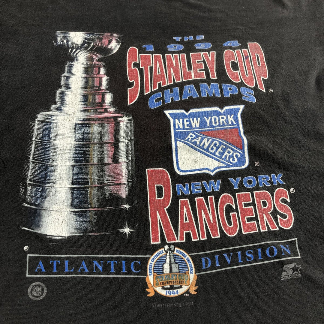 90'S Starter NHL New York Rangers Sports Print T-Shirt Made in USA Men's M Size Vintage cotton gray type Vintage Second Hand
