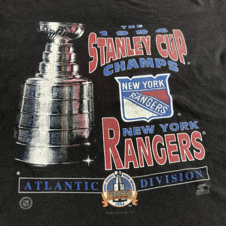 90'S Starter NHL New York Rangers Sports Print T-Shirt Made in USA Men's M Size Vintage cotton gray type Vintage Second Hand