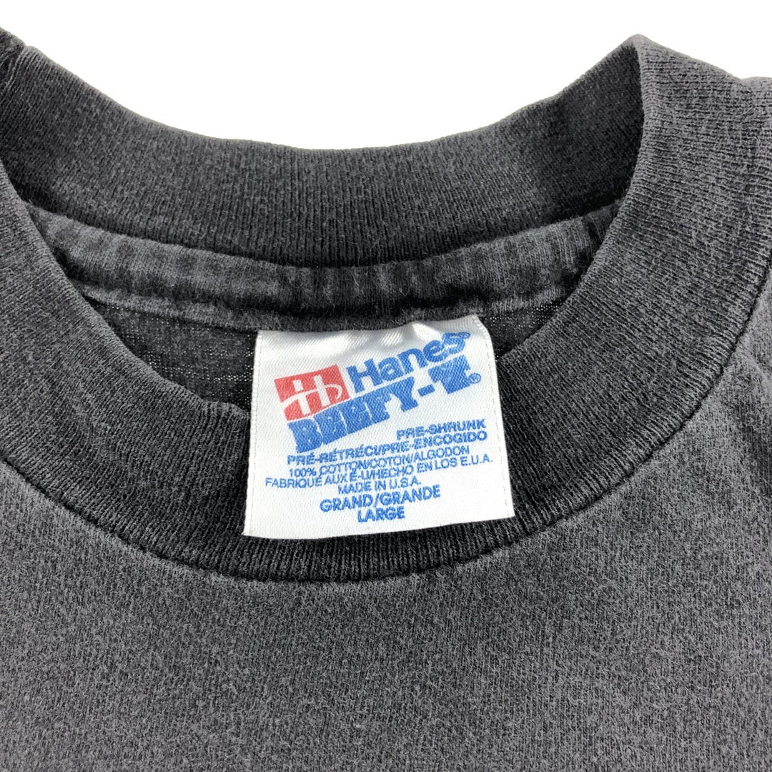 Vintage Hanes college T-shirt, made in the USA, size L, men's. cotton black type Vintage Second Hand