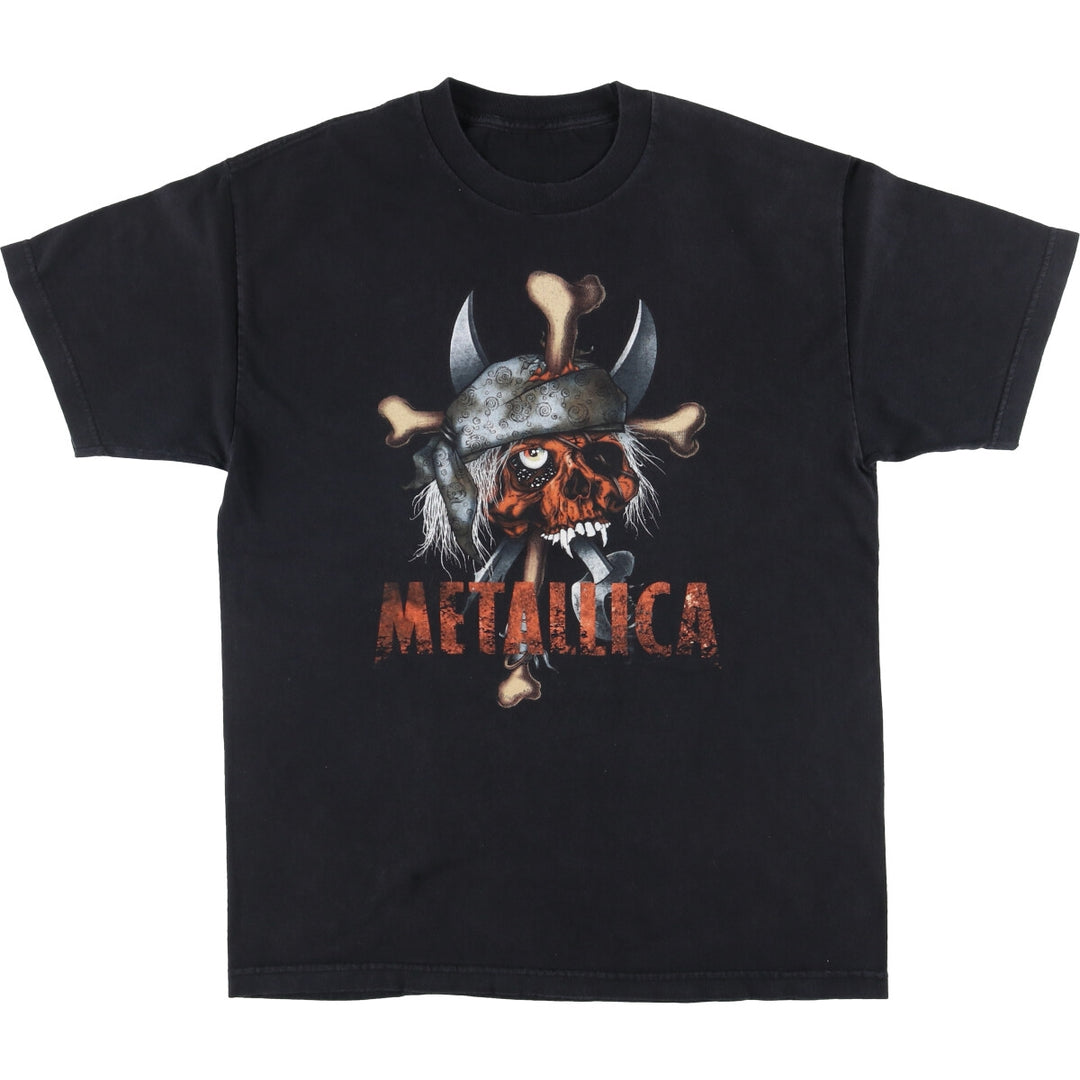 Metallica Skull Pattern Band T-shirt Band Tee Men's M size unclear black type Vintage Second Hand