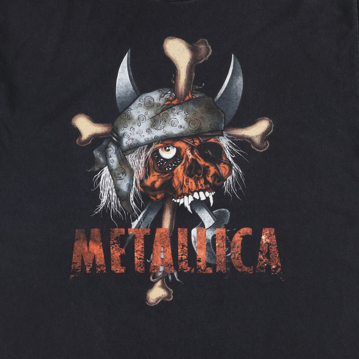 Metallica Skull Pattern Band T-shirt Band Tee Men's M size unclear black type Vintage Second Hand