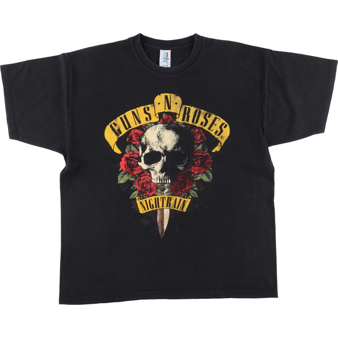 Teestyled GUNS N' ROSES Skull Pattern Band T-shirt, Men's XL size cotton black type Vintage Second Hand