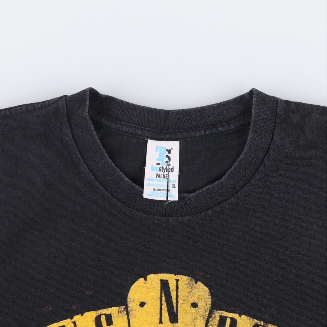 Teestyled GUNS N' ROSES Skull Pattern Band T-shirt, Men's XL size cotton black type Vintage Second Hand