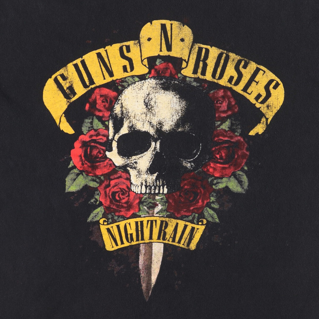 Teestyled GUNS N' ROSES Skull Pattern Band T-shirt, Men's XL size cotton black type Vintage Second Hand