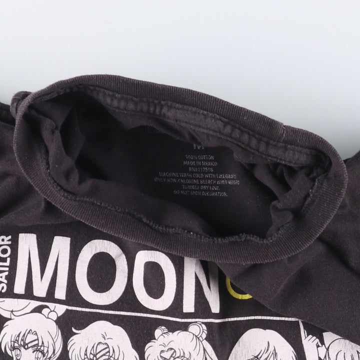 SAILOR MOON Pretty Guardian Sailor Moon Anime Character Print T-shirt Men's M size cotton black type Vintage Second Hand