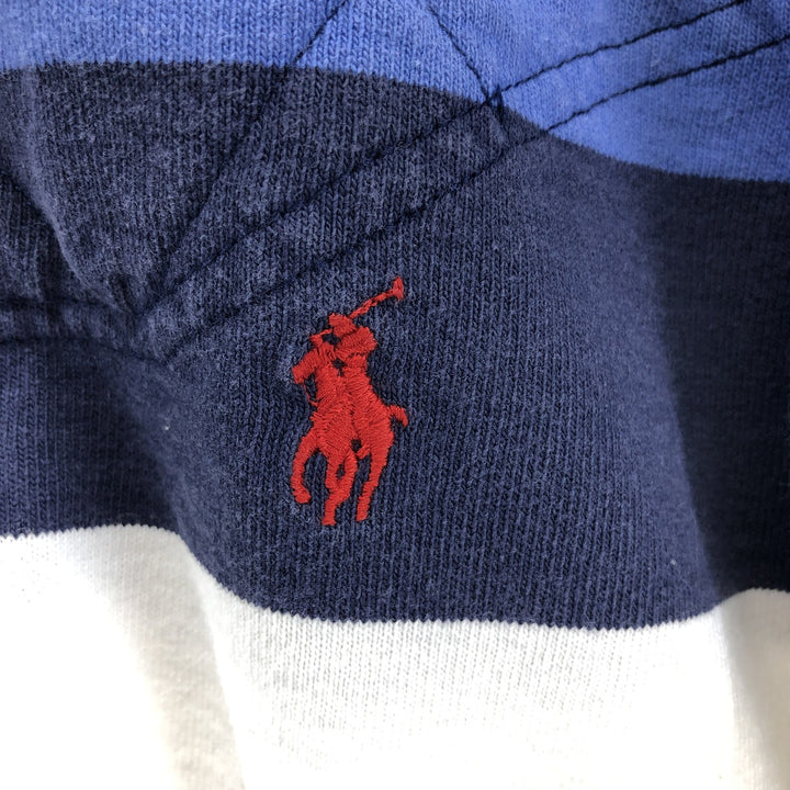 Ralph Lauren POLO by Ralph Lauren CUSTOM FIT Border Pattern Long Sleeve Rugby Shirt Men's L size cotton white type Vintage Second Hand