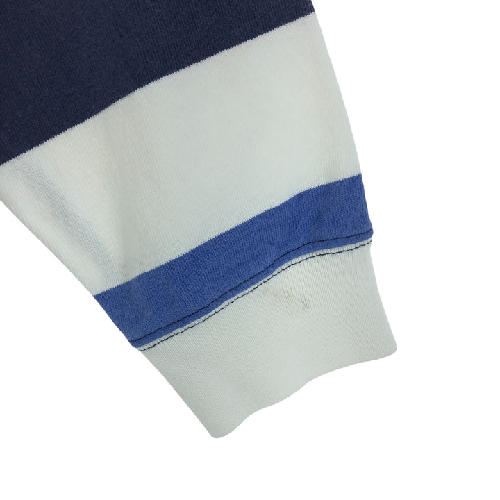 Ralph Lauren POLO by Ralph Lauren CUSTOM FIT Border Pattern Long Sleeve Rugby Shirt Men's L size cotton white type Vintage Second Hand