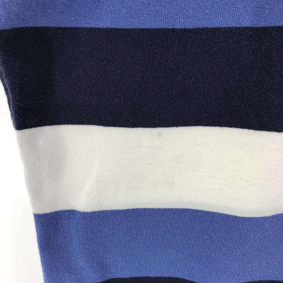 Ralph Lauren POLO by Ralph Lauren CUSTOM FIT Border Pattern Long Sleeve Rugby Shirt Men's L size cotton white type Vintage Second Hand