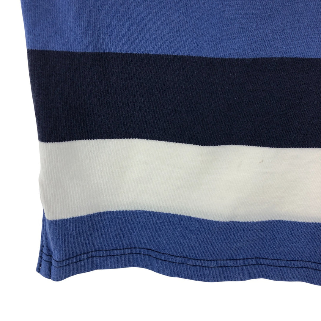 Ralph Lauren POLO by Ralph Lauren CUSTOM FIT Border Pattern Long Sleeve Rugby Shirt Men's L size cotton white type Vintage Second Hand