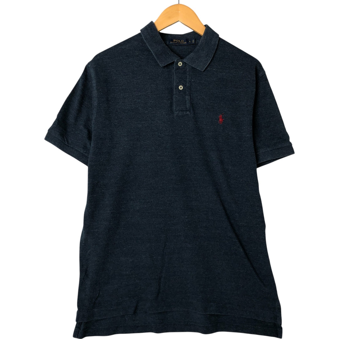 Ralph Lauren POLO RALPH LAUREN short sleeve polo shirt men's size L cotton Navy blue Vintage Second Hand