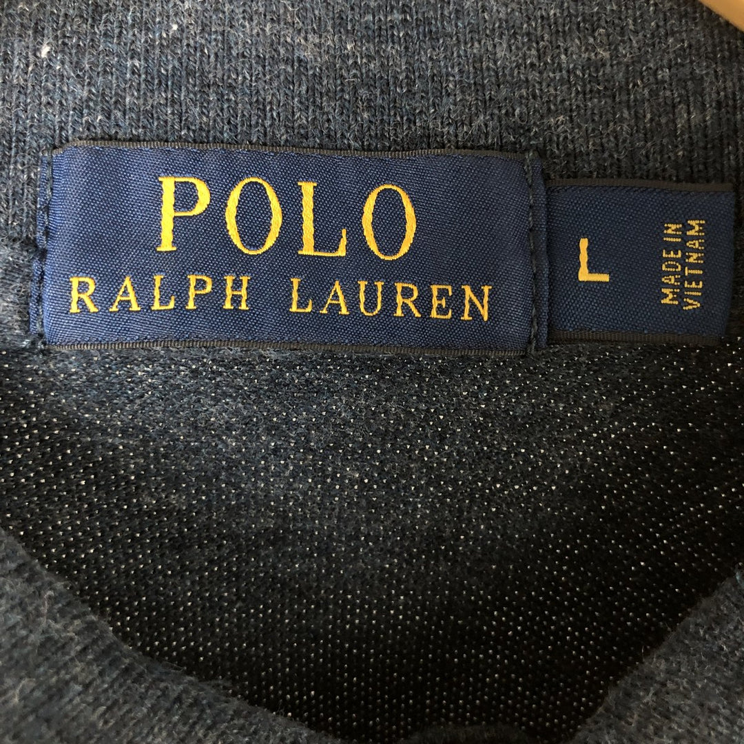 Ralph Lauren POLO RALPH LAUREN short sleeve polo shirt men's size L cotton Navy blue Vintage Second Hand