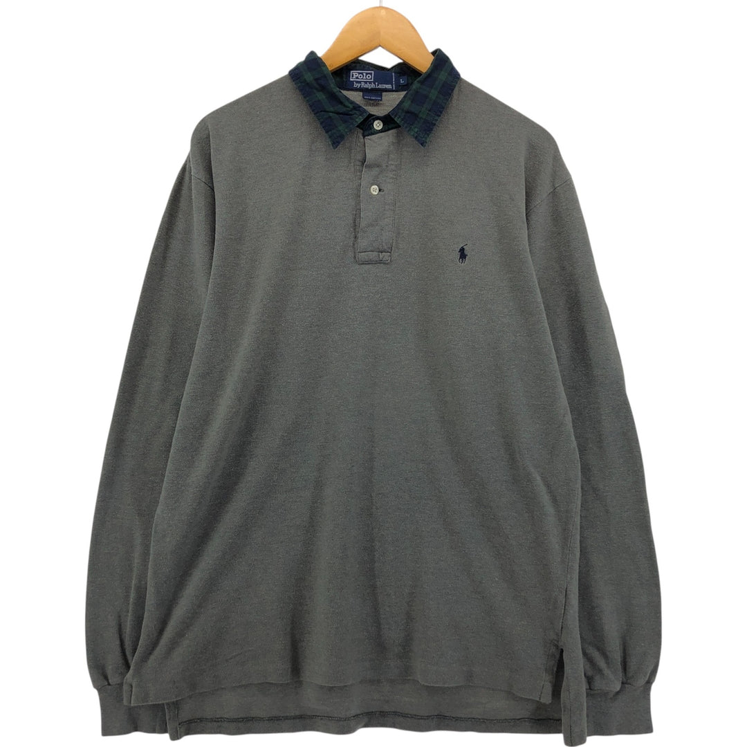 Ralph Lauren POLO by Ralph Lauren Long Sleeve Polo Shirt Men's L Size Long Sleeve cotton Khaki type brown Vintage Second Hand