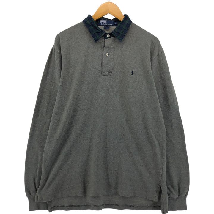 Ralph Lauren POLO by Ralph Lauren Long Sleeve Polo Shirt Men's L Size Long Sleeve cotton Khaki type brown Vintage Second Hand
