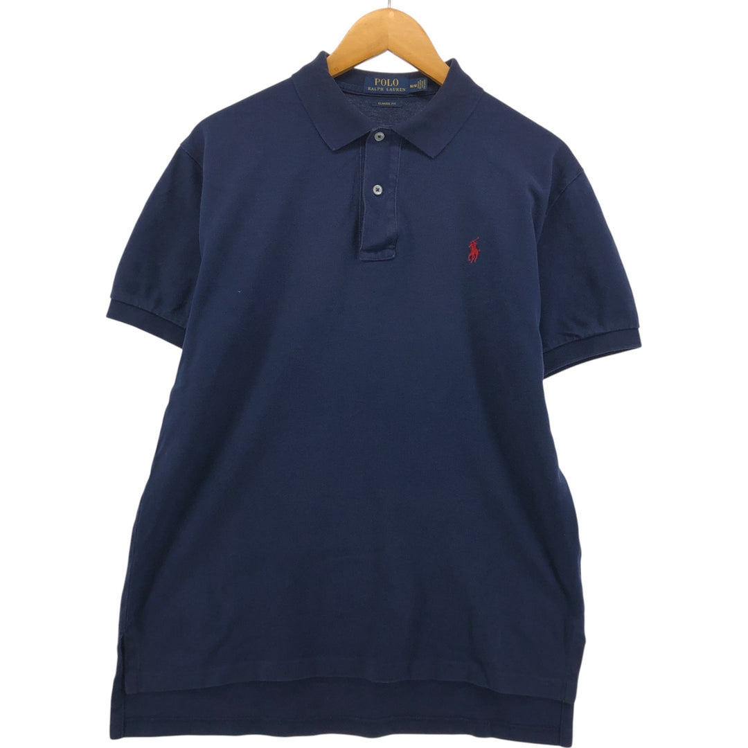 Ralph Lauren POLO RALPH LAUREN CUSTOM FIT short sleeve polo shirt men's M equivalent cotton navy blue type Vintage Second Hand