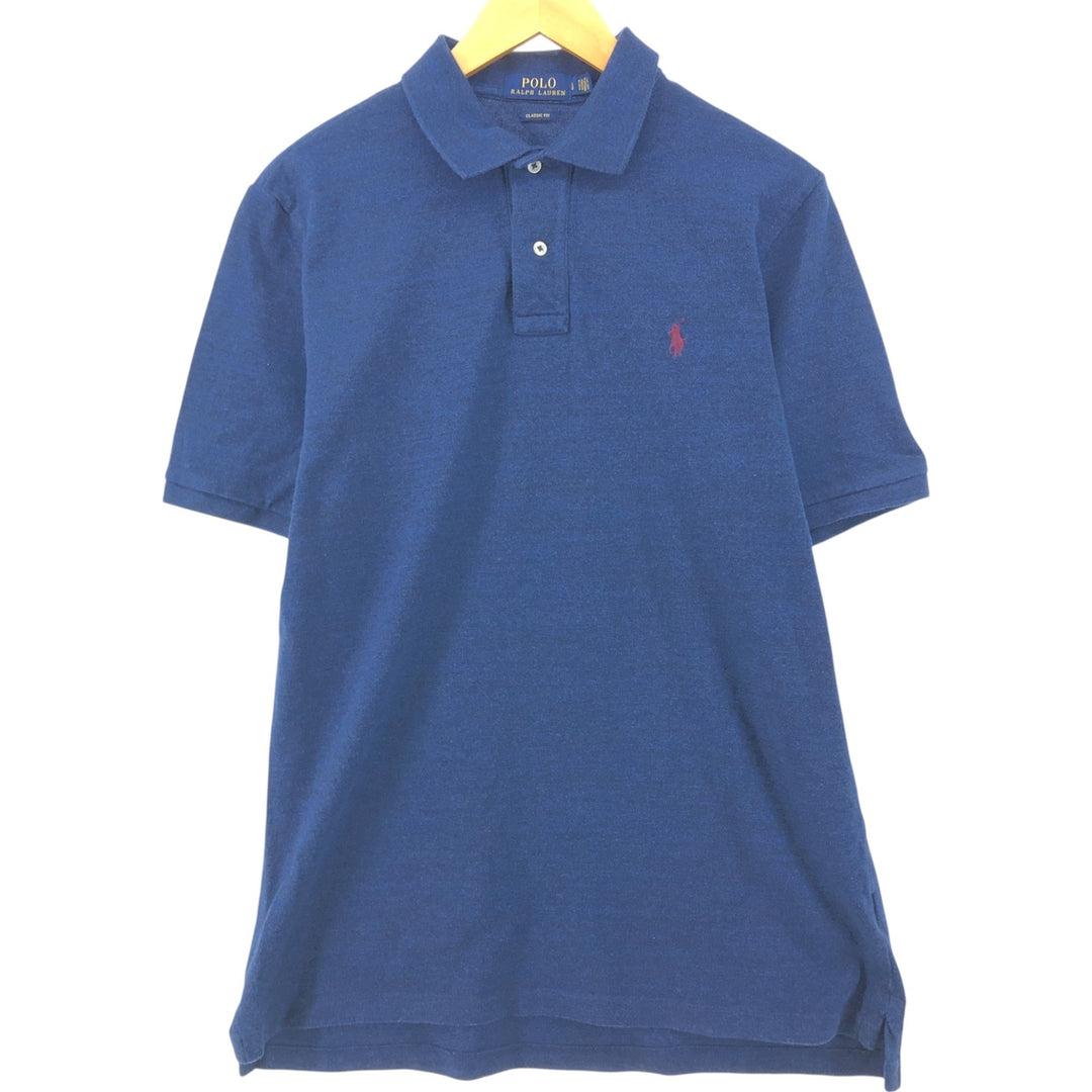00'S Ralph Lauren POLO RALPH LAUREN CLASSIC FIT short sleeve polo shirt men's size L cotton Navy blue Vintage Second Hand