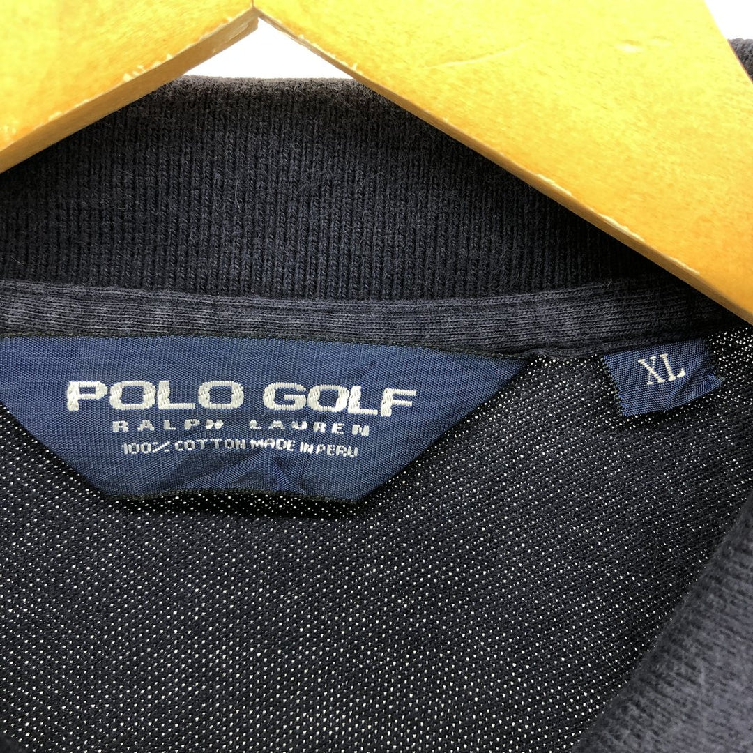 Ralph Lauren POLO GOLF Short Sleeve Polo Shirt Men's XL cotton Navy blue Vintage Second Hand