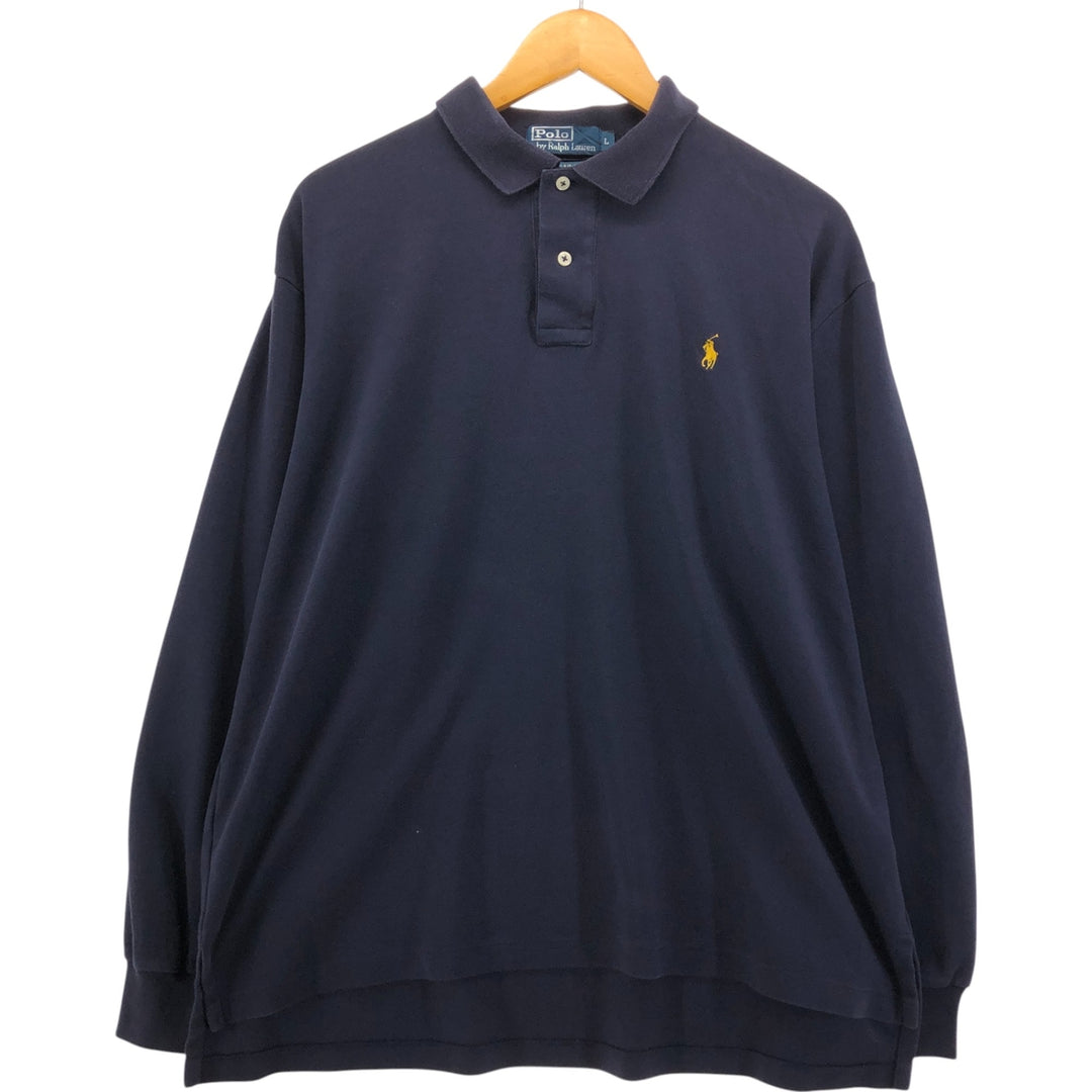 Ralph Lauren POLO by Ralph Lauren long sleeve polo shirt, men's size L cotton Indigo Vintage Second Hand