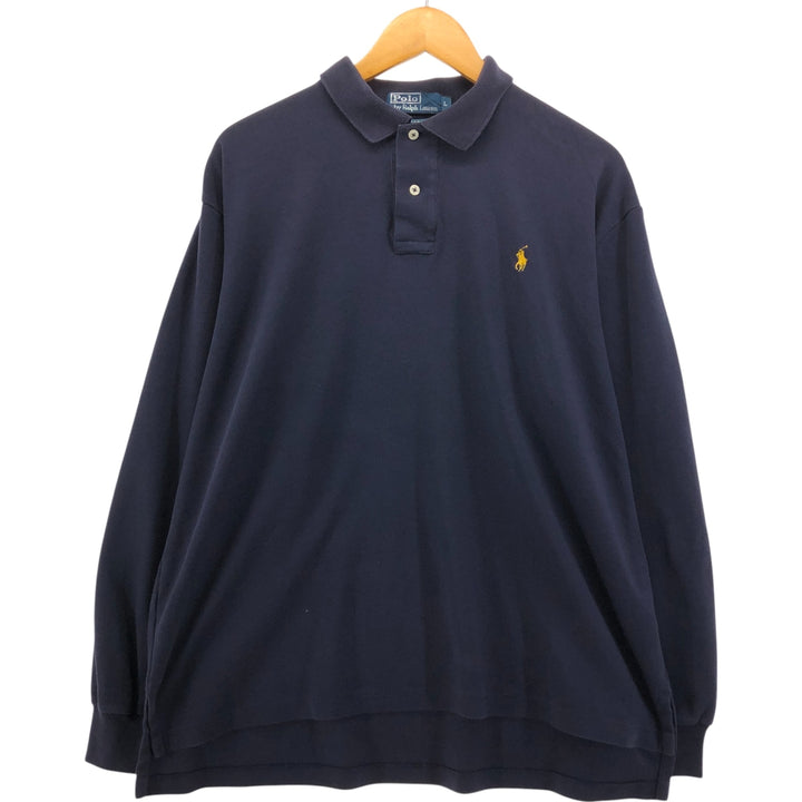Ralph Lauren POLO by Ralph Lauren long sleeve polo shirt, men's size L cotton Indigo Vintage Second Hand