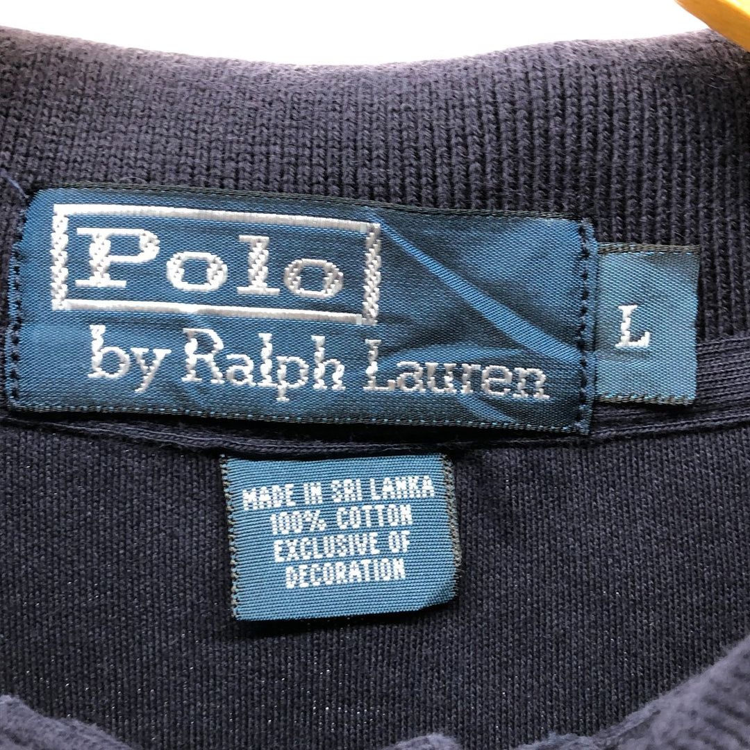 Ralph Lauren POLO by Ralph Lauren long sleeve polo shirt, men's size L cotton Indigo Vintage Second Hand