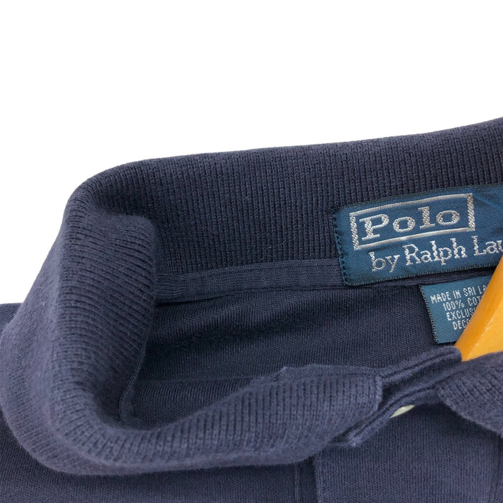 Ralph Lauren POLO by Ralph Lauren long sleeve polo shirt, men's size L cotton Indigo Vintage Second Hand