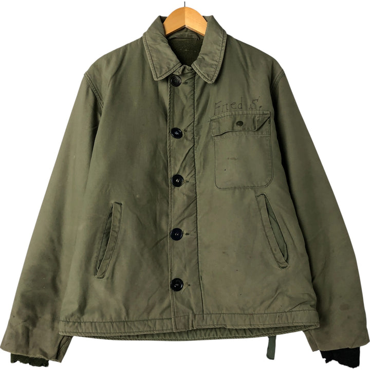 Vintage US Navy Military Deck Jacket, Made in USA, Men's Size Medium unclear Khaki type Vintage Second Hand