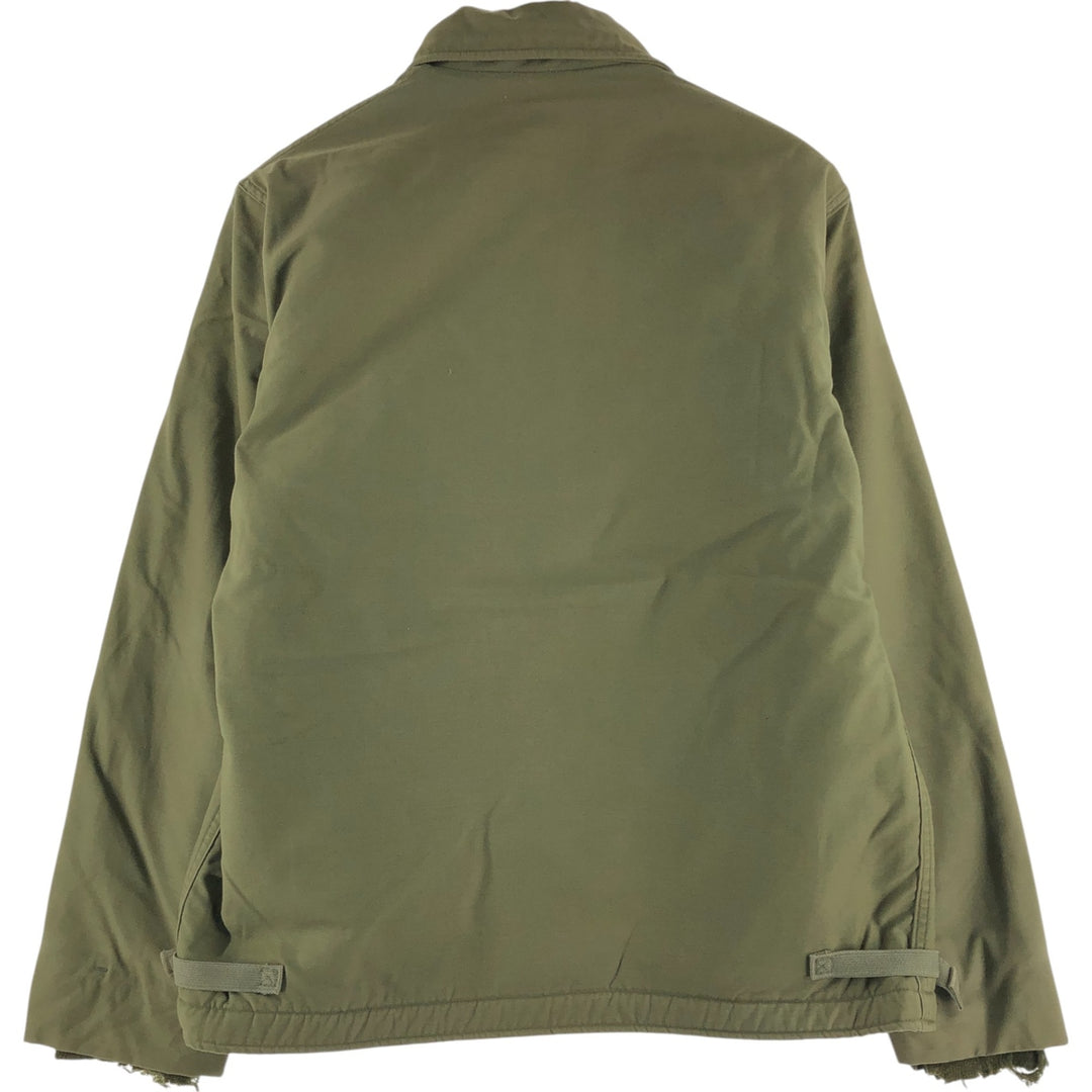 Authentic 1970'S US Navy Cold Weather Permeable A-2 Deck Jacket, Men's Size L, Vintage unclear Khaki type Vintage Second Hand