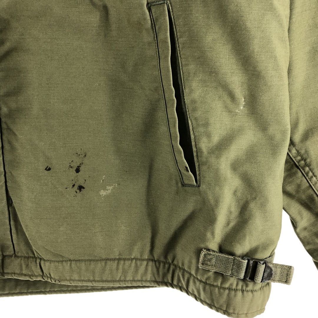 Authentic 1970'S US Navy Cold Weather Permeable A-2 Deck Jacket, Men's Size L, Vintage unclear Khaki type Vintage Second Hand