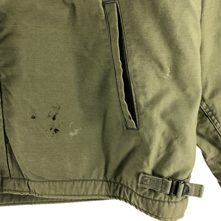 Authentic 1970'S US Navy Cold Weather Permeable A-2 Deck Jacket, Men's Size L, Vintage unclear Khaki type Vintage Second Hand