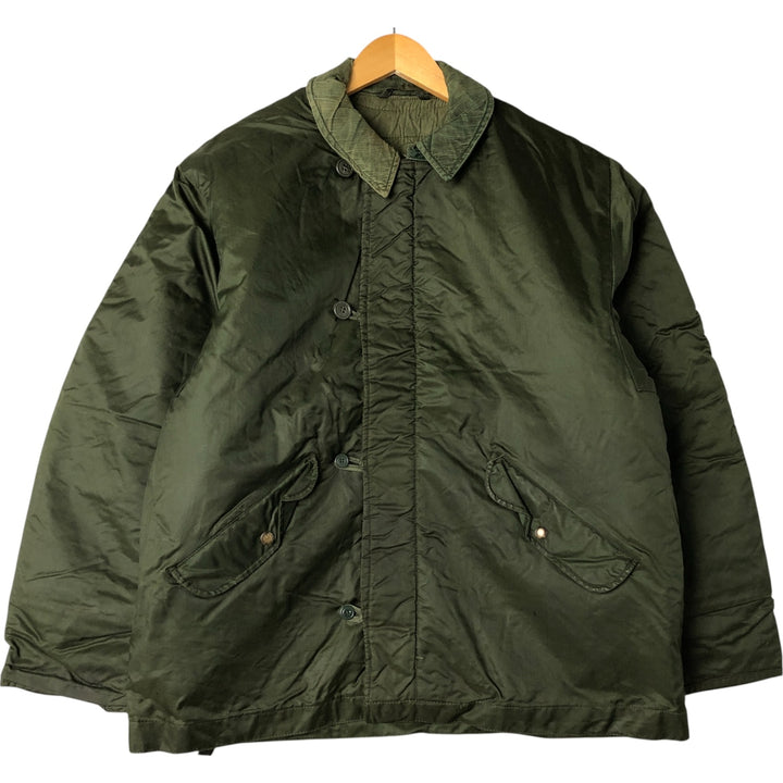 Back stenciled military deck jacket, men's size XL unclear Khaki type Vintage Second Hand