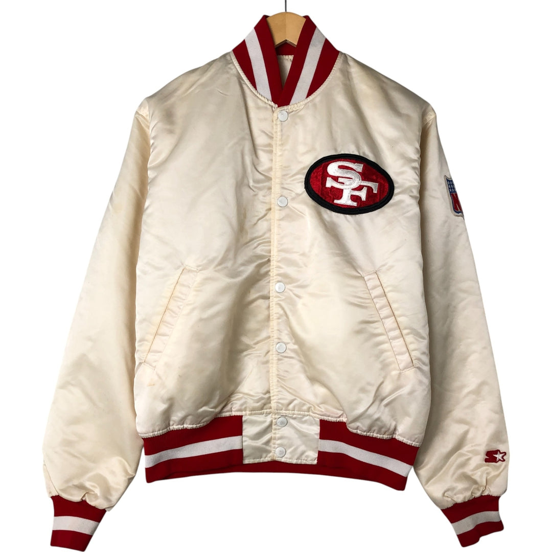 San Francisco 49ers Starter Padded Nylon Varsity Jacket, Men's Size Medium Nylon ivory Vintage Second Hand