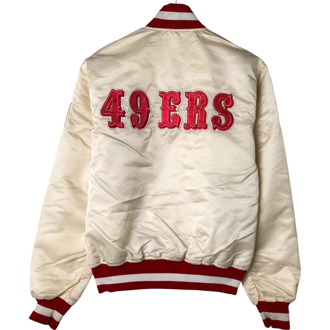 San Francisco 49ers Starter Padded Nylon Varsity Jacket, Men's Size Medium Nylon ivory Vintage Second Hand