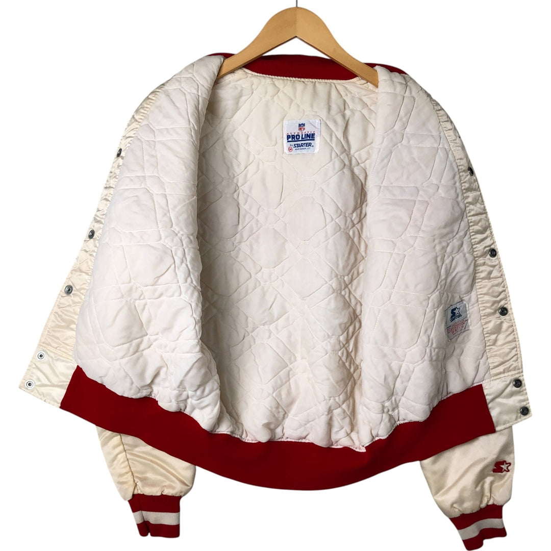 San Francisco 49ers Starter Padded Nylon Varsity Jacket, Men's Size Medium Nylon ivory Vintage Second Hand