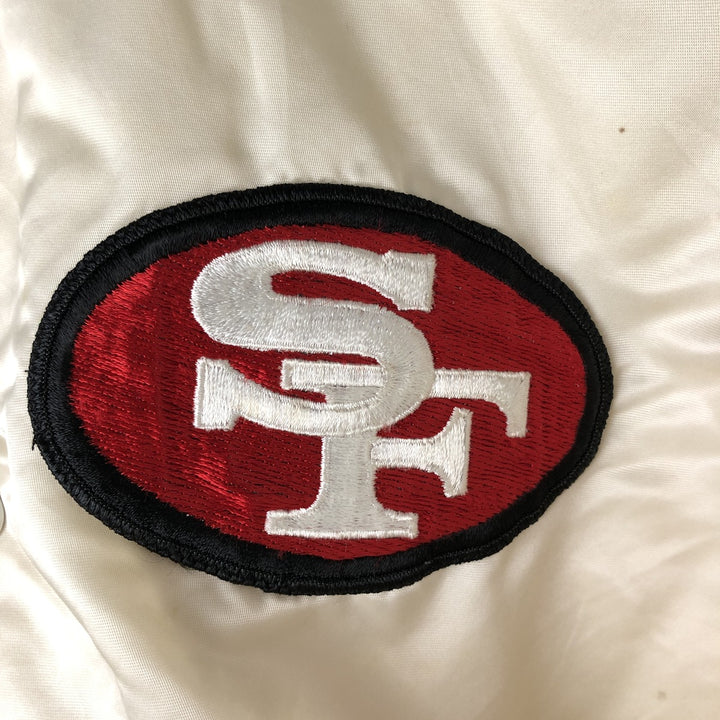 San Francisco 49ers Starter Padded Nylon Varsity Jacket, Men's Size Medium Nylon ivory Vintage Second Hand