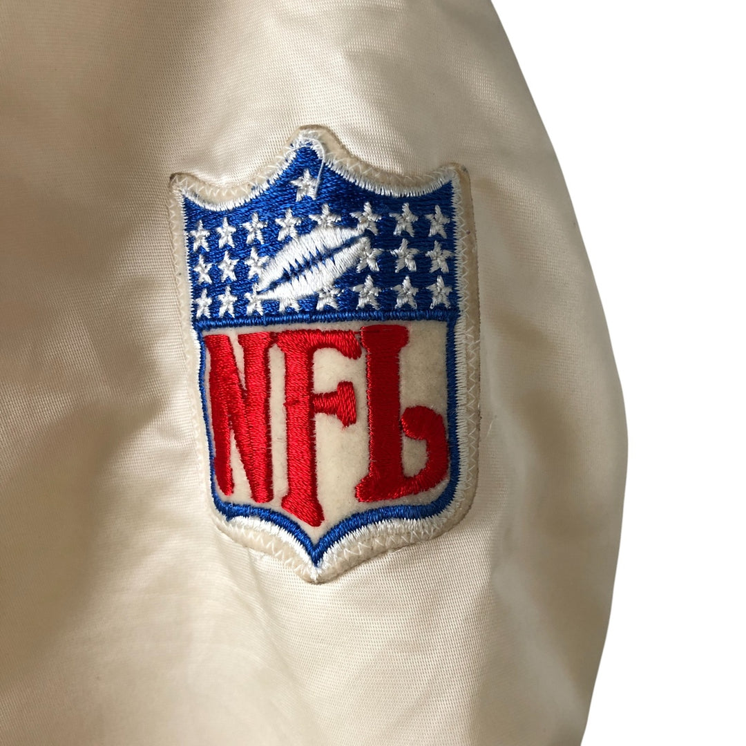 San Francisco 49ers Starter Padded Nylon Varsity Jacket, Men's Size Medium Nylon ivory Vintage Second Hand