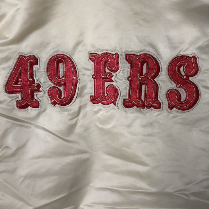 San Francisco 49ers Starter Padded Nylon Varsity Jacket, Men's Size Medium Nylon ivory Vintage Second Hand