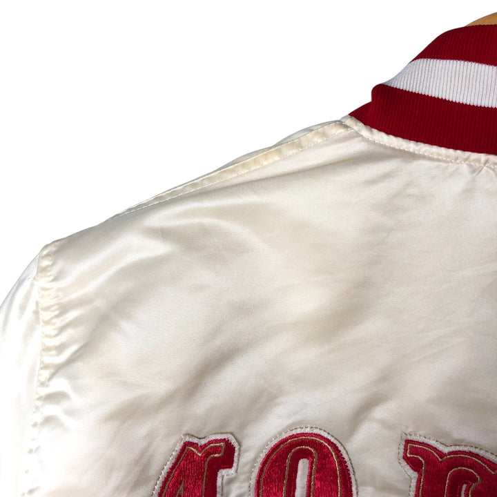San Francisco 49ers Starter Padded Nylon Varsity Jacket, Men's Size Medium Nylon ivory Vintage Second Hand