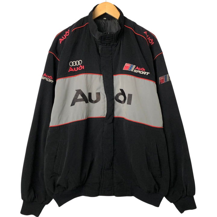 Audi Men's Oversized Padded Racing Jacket (Equivalent to XXXL) unclear black type Vintage Second Hand