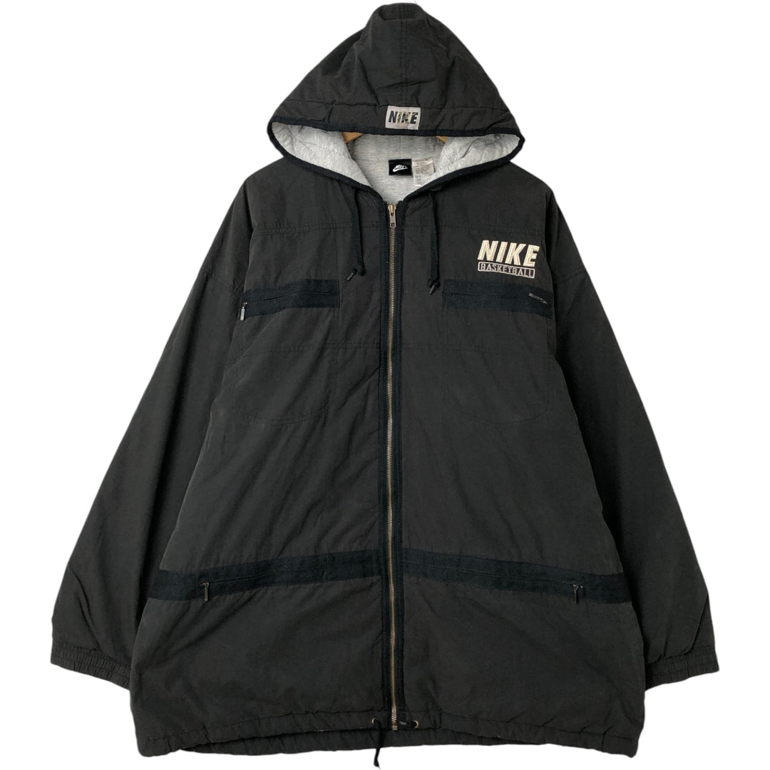90'S Nike Back Logo Padded Hoodie/Puffer Jacket, Men's Size L, Vintage cotton black type Vintage Second Hand