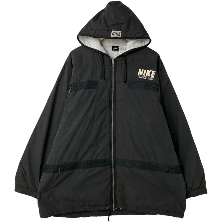 90'S Nike Back Logo Padded Hoodie/Puffer Jacket, Men's Size L, Vintage cotton black type Vintage Second Hand