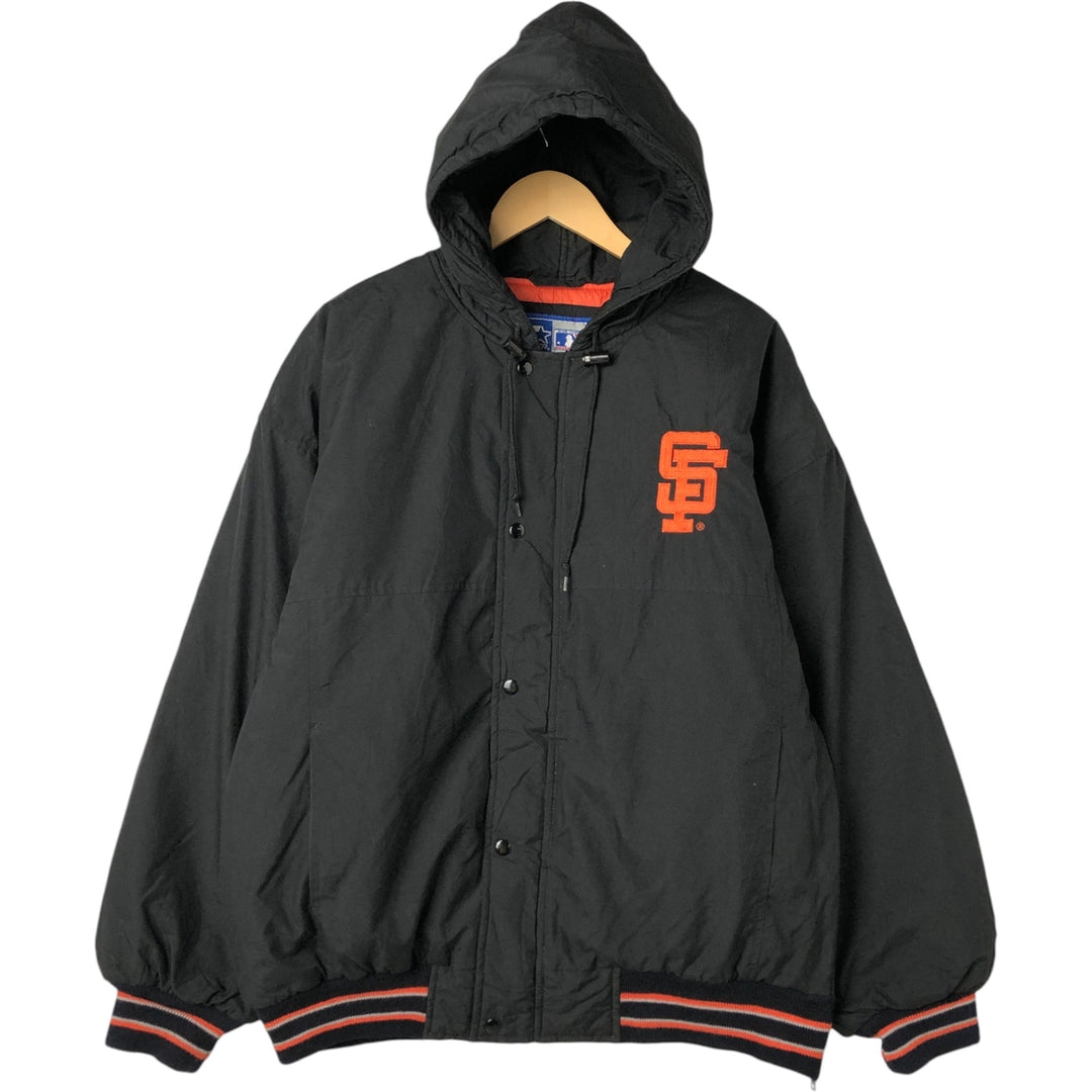 90'S Starter MLB San Francisco Giants Men's Padded Puffer Jacket, Size L, Vintage polyester black type Vintage Second Hand