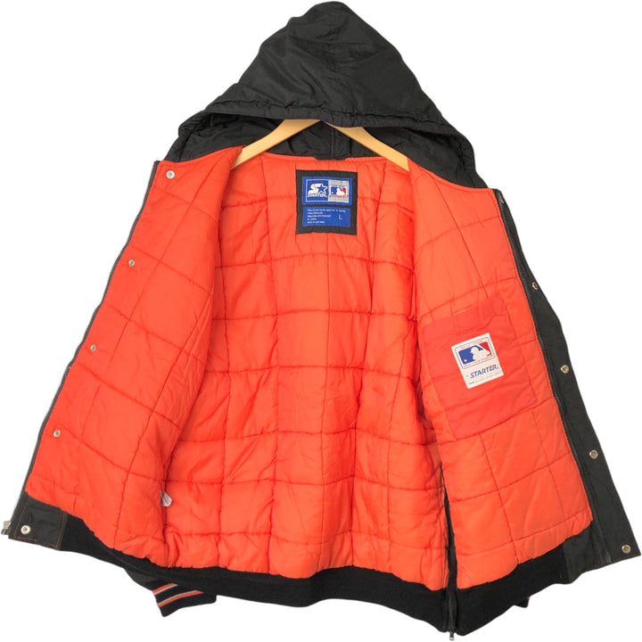 90'S Starter MLB San Francisco Giants Men's Padded Puffer Jacket, Size L, Vintage polyester black type Vintage Second Hand